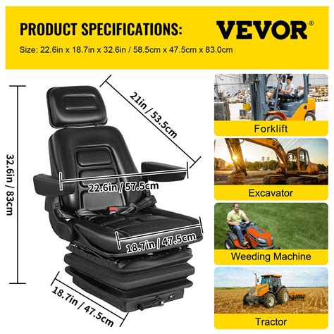 mini excavator arm rest|VEVOR Suspension Seat Adjustable Backrest Headrest Armrest, .